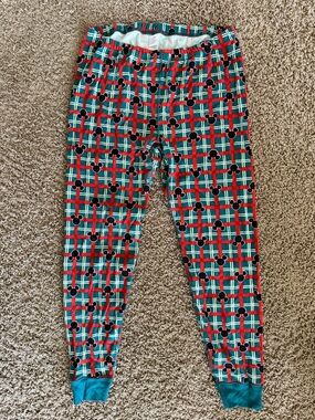 Hanna Andersson Teal Red Plaid Mickey Pajama Pants